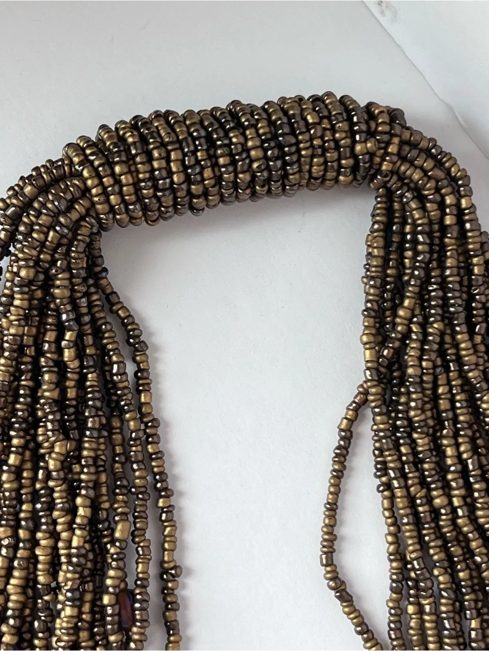 Brown Beaded Long Statement Necklace Tassels Lariat